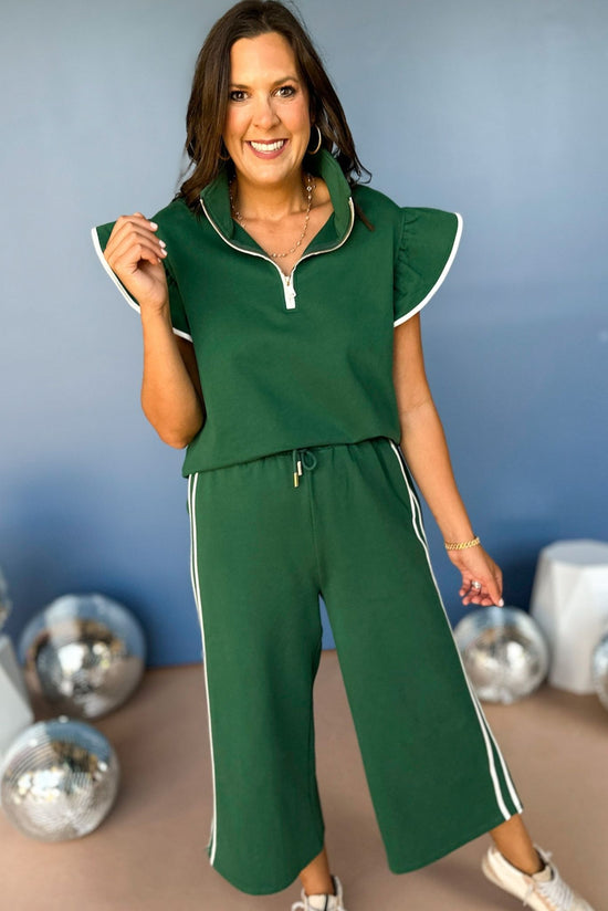 Load image into Gallery viewer, SSYS The Madison Set In Green And Ivory, SSYS the label, elevated style, elevated set, matching set, must have set, must have outfit, everyday outfit, travel outfit, travel style, mom style, shop style your senses by mallory fitzsimmons
