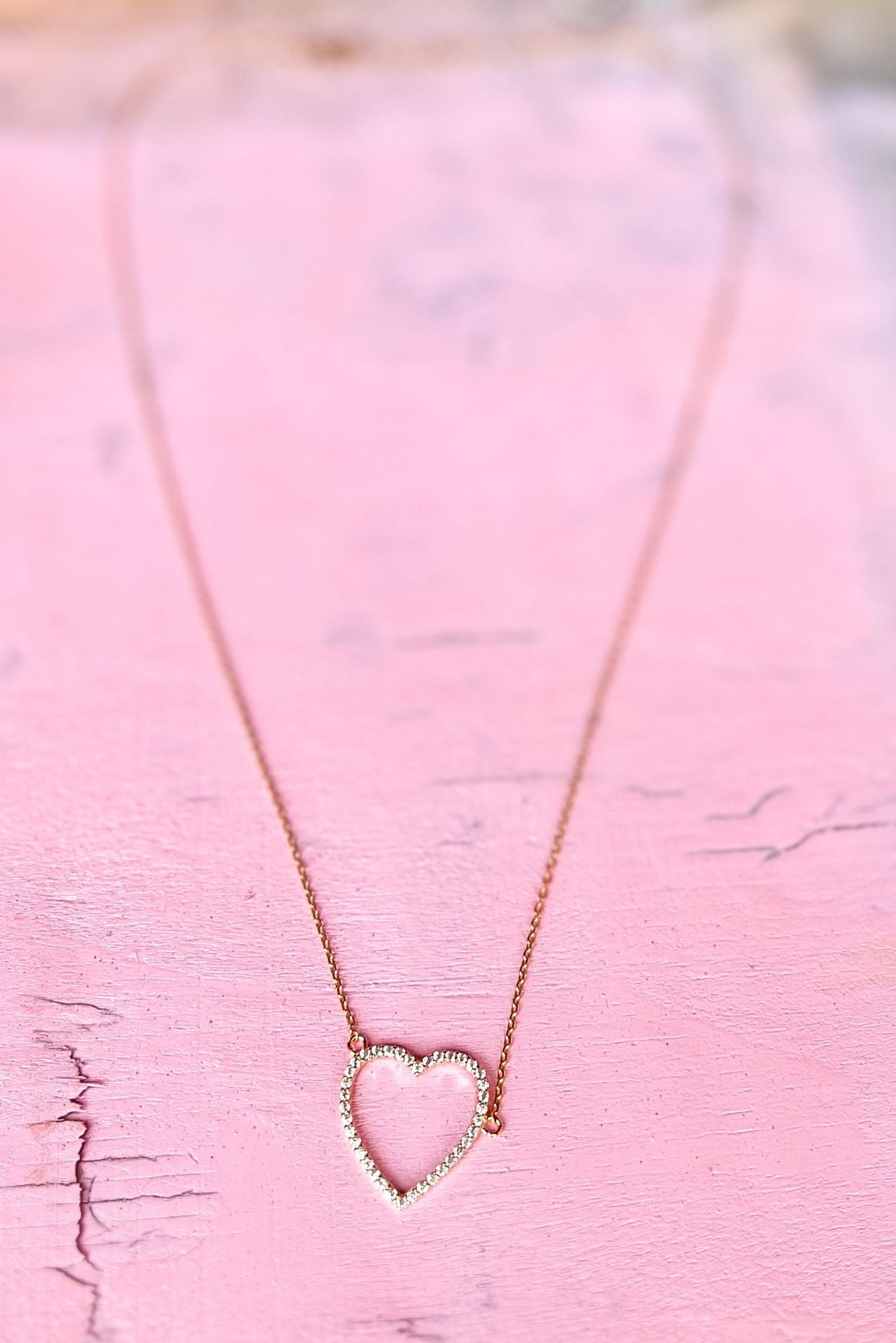 Load image into Gallery viewer, Gold Crystal Heart Pendant Dainty Necklace
