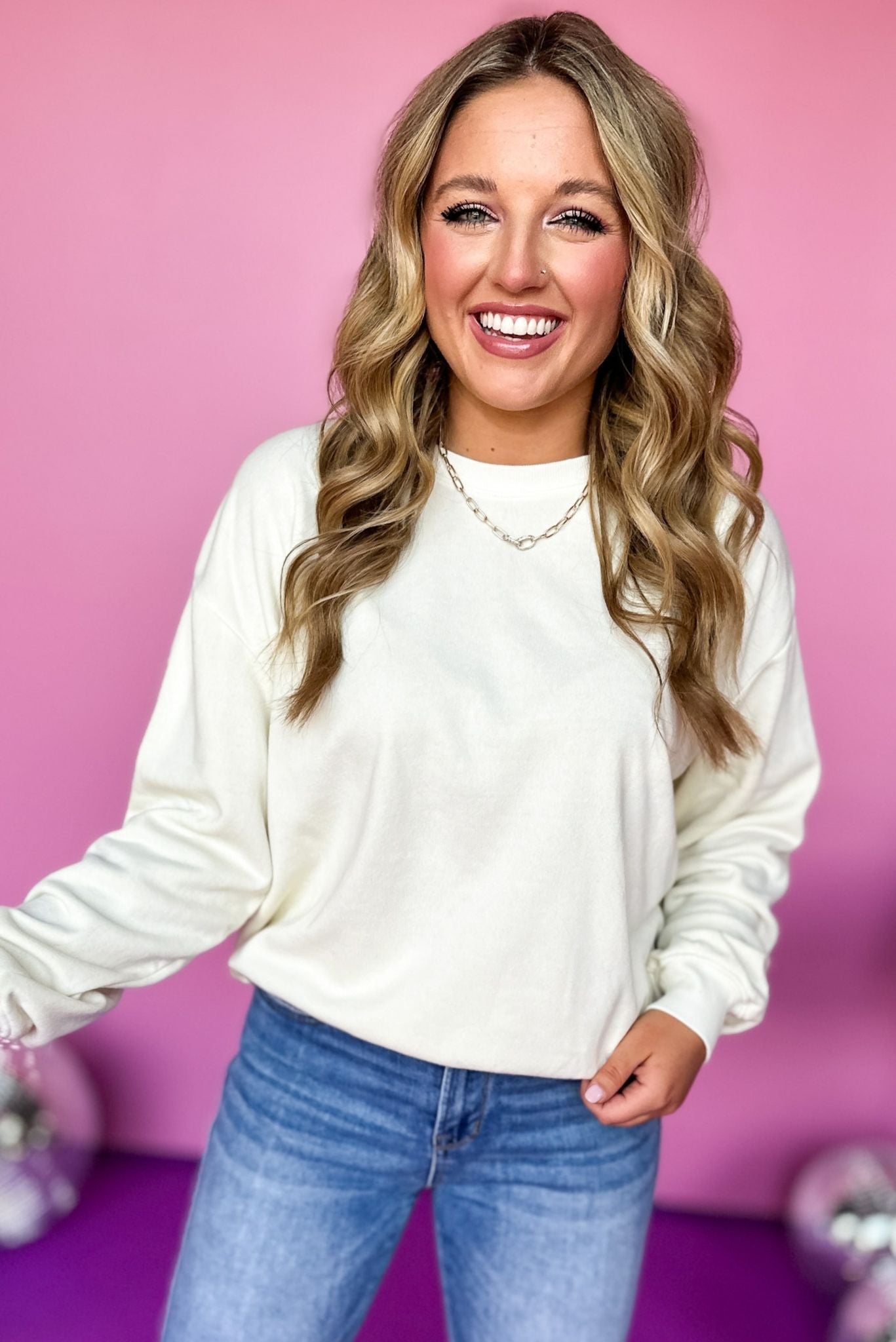 Cream Crew Neck Relaxed Fit Sweatshirt, must have sweater, must have style, must have fall, fall collection, fall fashion, elevated style, elevated sweater, mom style, fall style, shop style your senses by mallory fitzsimmons