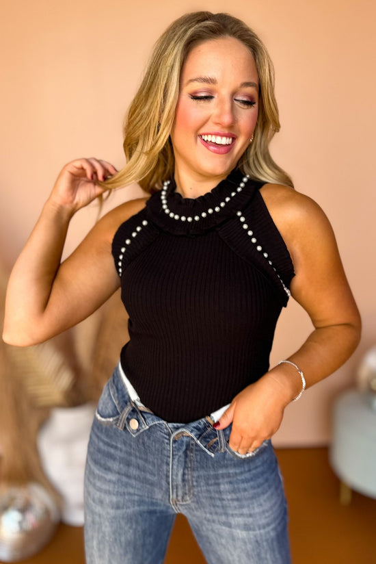 Black Pearl Embellished Ruffle Halter Top, must have top, must have style, must have fall, fall collection, fall fashion, elevated style, elevated top, mom style, fall style, shop style your senses by mallory fitzsimmons
