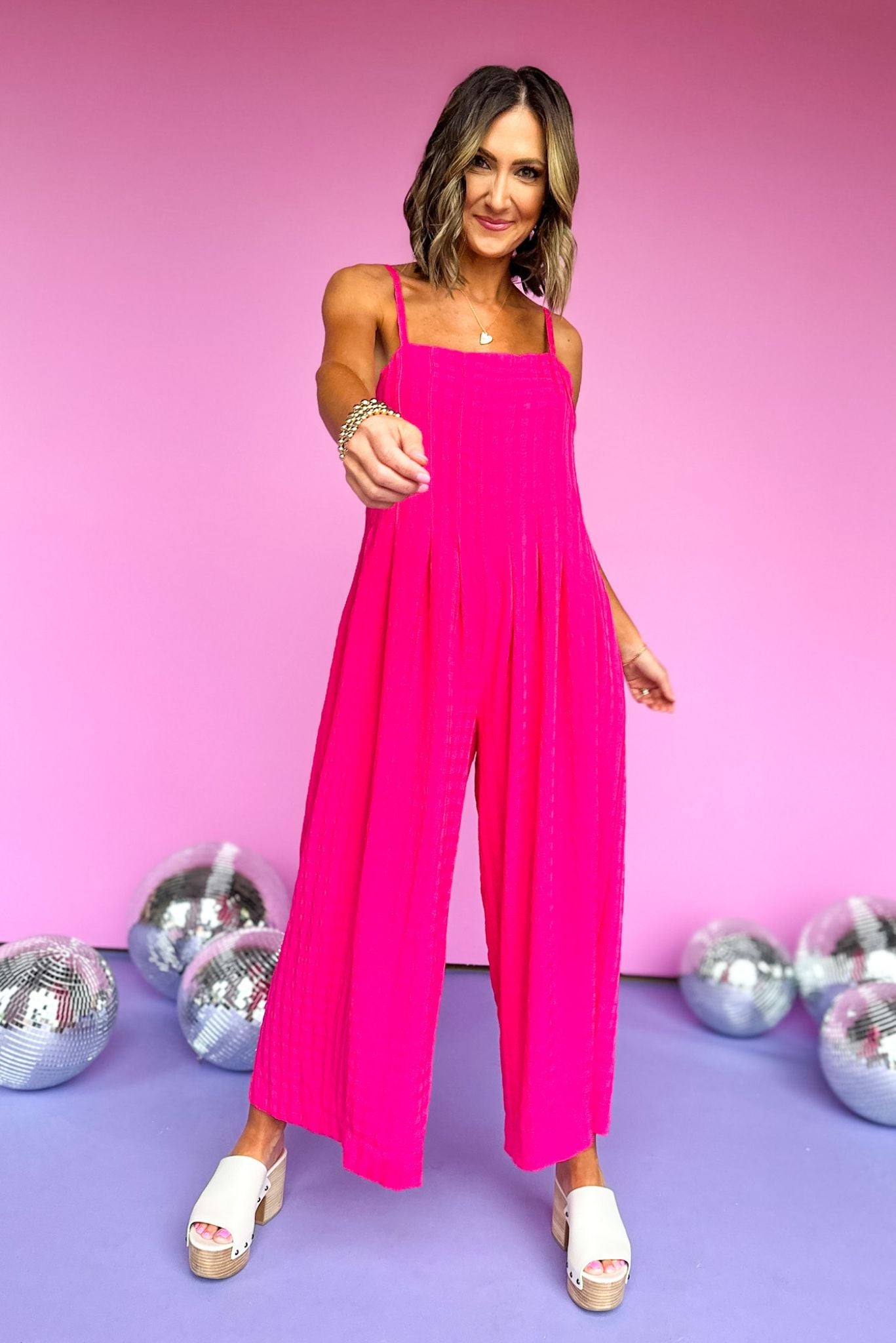 Fuchsia Button Side Wide Leg Jumpsuit, pink jumpsuit, summer style, elevated style, shop style your senses by mallory fitzsimmons