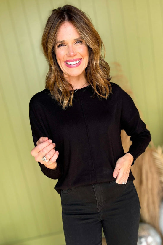 Black Drop Shoulder Ribbed Edge Sweater, must have sweater, must have style, must have fall, fall collection, fall fashion, elevated style, elevated sweater, mom style, fall style, shop style your senses by mallory fitzsimmons