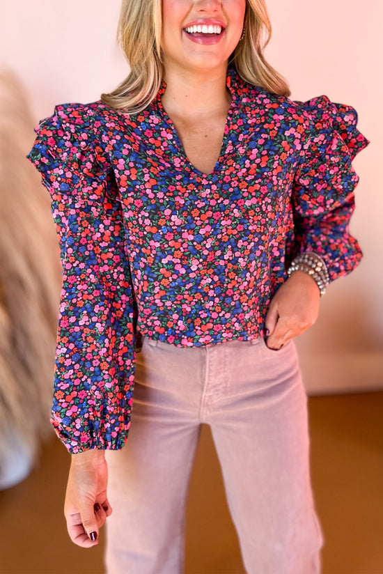 SSYS The Julia Top In Disty Floral, ssys the label, custom design, must have top, must have style, must have fall, fall collection, fall fashion, elevated style, elevated top, mom style, fall style, shop style your senses by mallory fitzsimmons