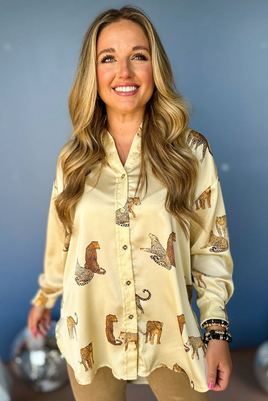 Off White Animal Printed Button Front Long Sleeve Top, elevated top, work to weekend top, elevated style, mom style, office style, fall style fall top, shop style your senses by mallory fitzsimmons