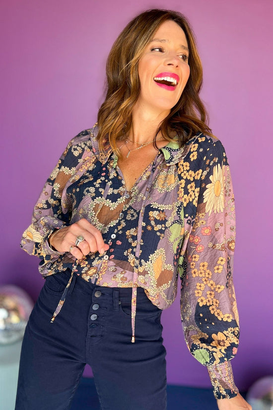 Purple Floral Printed Collared Button Front Top, must have top, must have style, must have fall, fall collection, fall fashion, elevated style, elevated top, mom style, fall style, shop style your senses by mallory fitzsimmons
