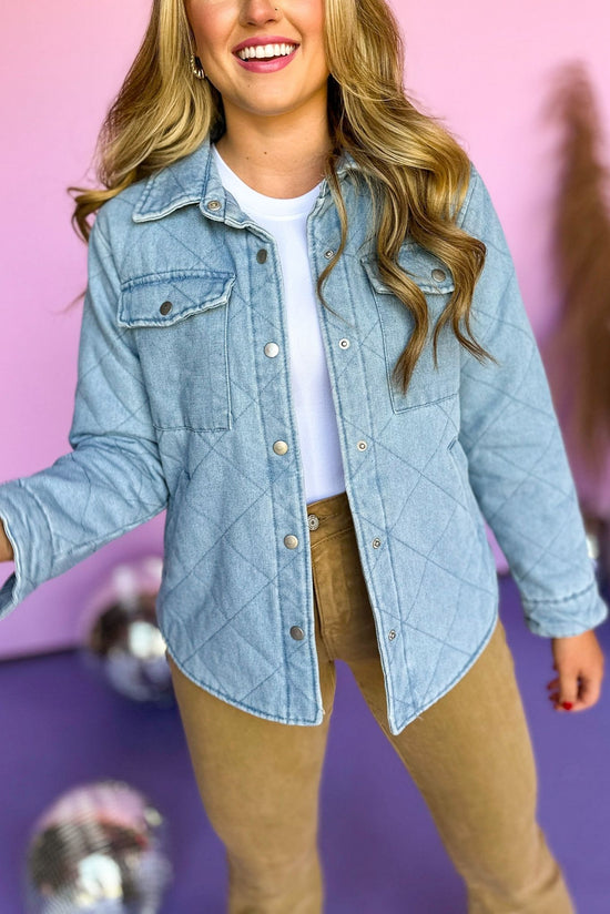 Light Wash Denim Quilted Jacket, denim jacket, must have, staple piece, quilted jacket, mom style, elevated style, shop style your senses by mallory fitzsimmons
