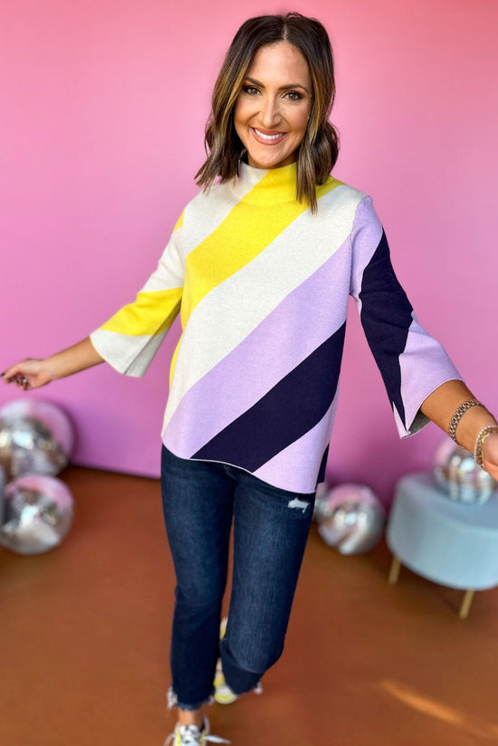 Yellow Color Block Mock Neck Sweater Top, must have sweater, must have style, must have fall, fall collection, fall fashion, elevated style, elevated sweater, mom style, fall style, shop style your senses by mallory fitzsimmons