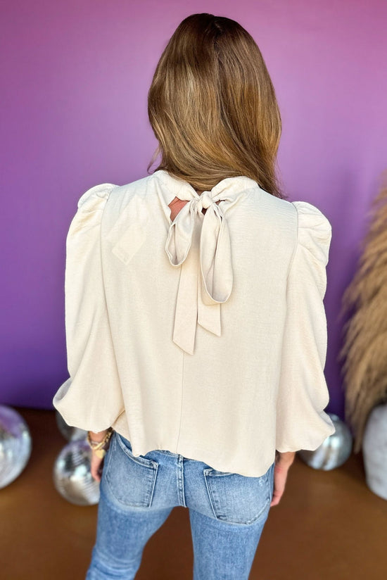 Cream Mock Neck Gathered Long Sleeve Top, must have top, must have office wear, must have fall, office style, fall style, mom style, elevated style, elevated top, shop style your senses by mallory fitzsimmons