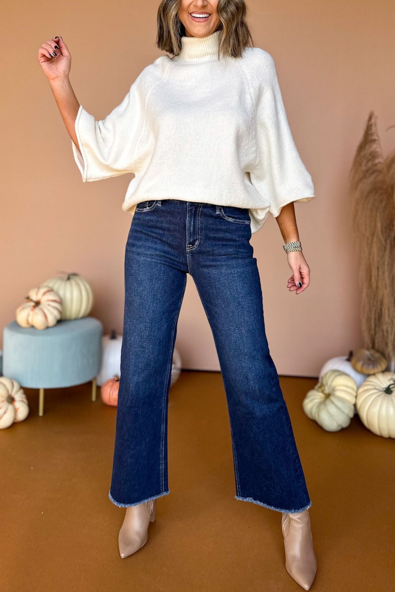 Mica Dark Wash High Rise Raw Hem Wide Leg Jeans, must have jeans, must have denim, elevated style, elevated denim, fall fashion, fall denim, mom style, shop style your senses by mallory fitzsimmons