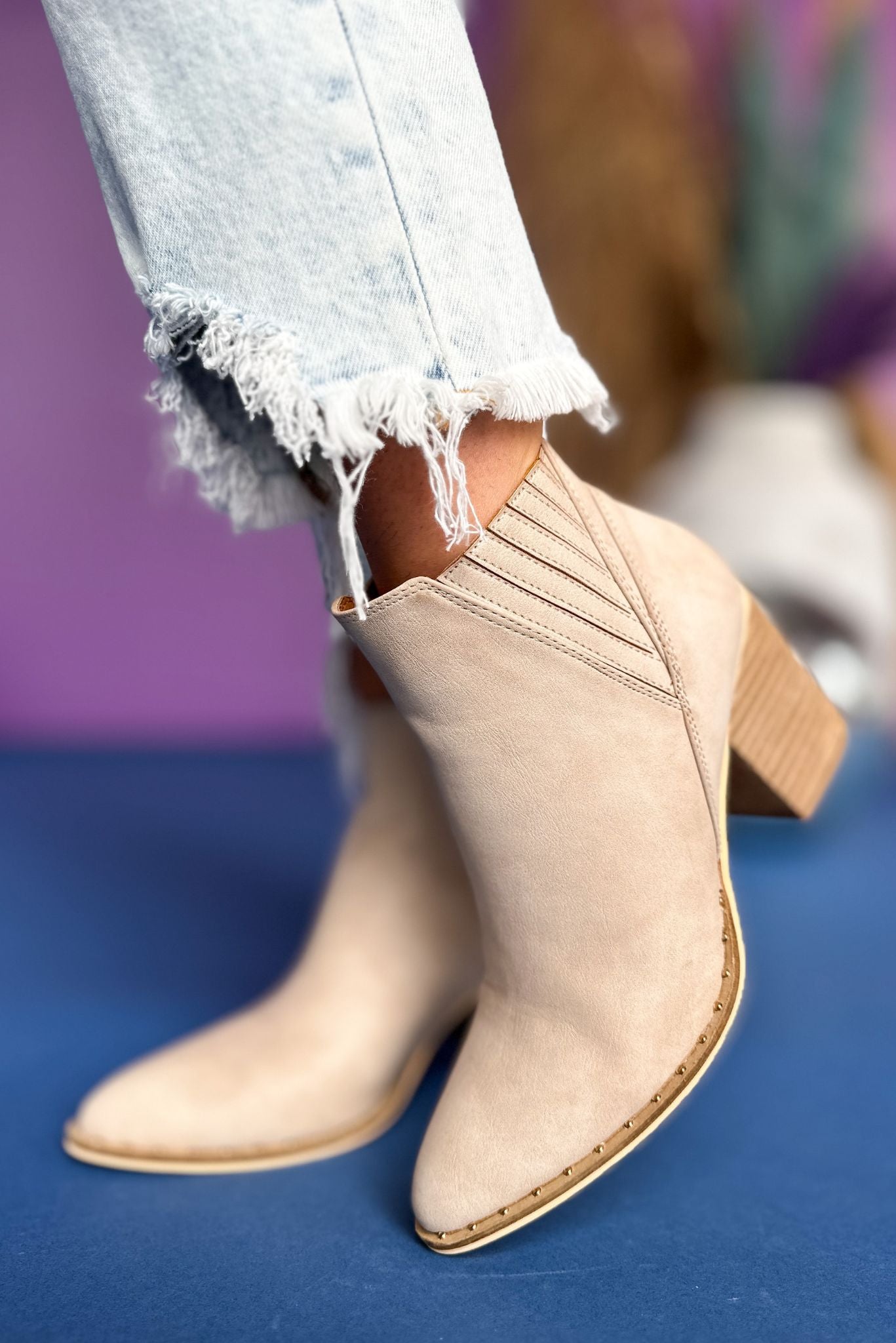  Taupe Pull On Block Heel Booties, shoes, must have booties, elevated booties, shop style your senses by mallory fitzsimmons