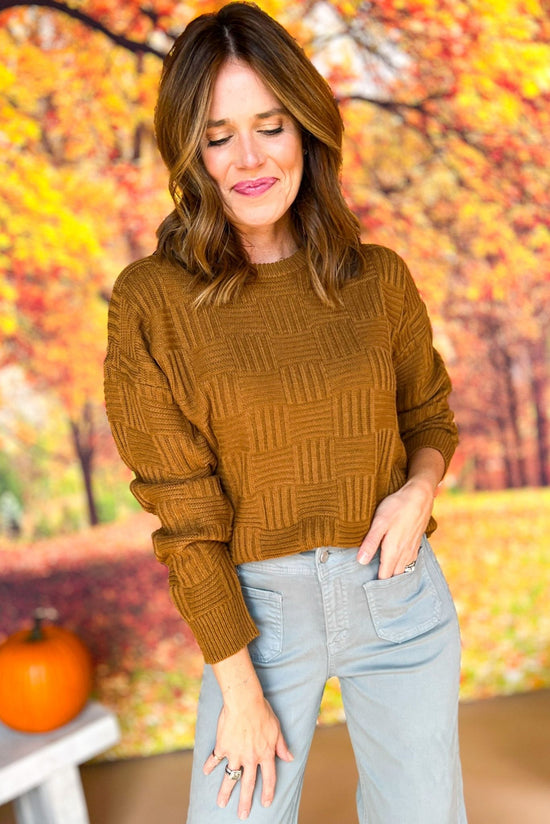 Brown Basket Weaved Drop Shoulder Sweater, must have top, must have style, must have fall, fall collection, fall fashion, elevated style, elevated top, mom style, fall style, shop style your senses by mallory fitzsimmons