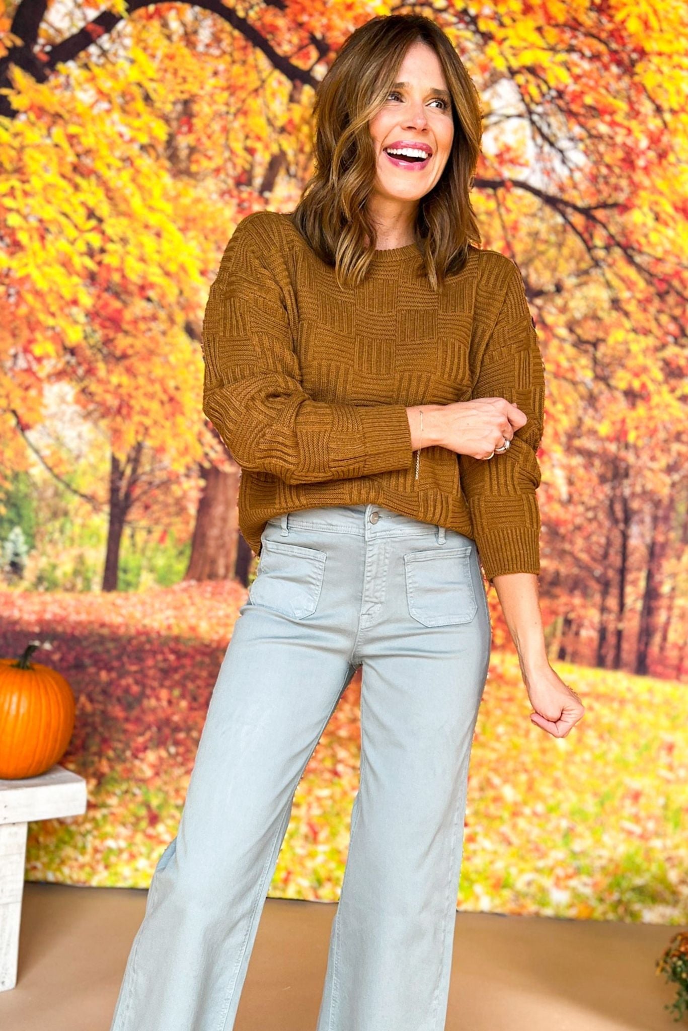 Brown Basket Weaved Drop Shoulder Sweater, must have top, must have style, must have fall, fall collection, fall fashion, elevated style, elevated top, mom style, fall style, shop style your senses by mallory fitzsimmons