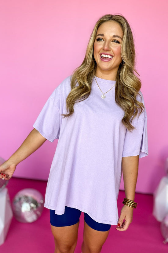 Load image into Gallery viewer, Lavender Boyfriend T-Shirt, relaxed style, boyfriend fit, elevated style, shop style your senses by mallory fitzsimmons
