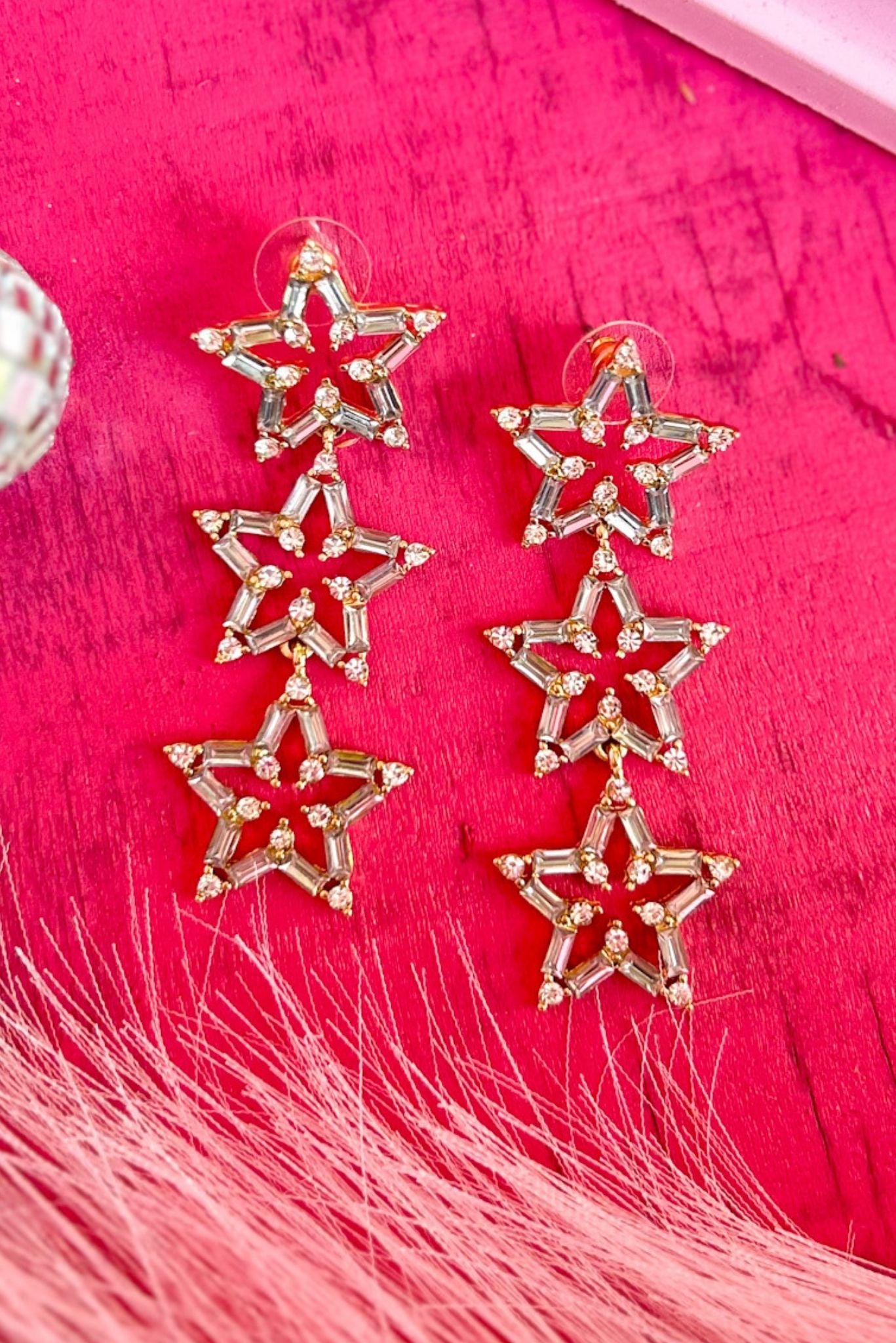 Gold Triple Star Link Earrings, accessory, earrings, elevated earrings, must have earrings, statement earrings, shop style your senses by mallory fitzsimmons