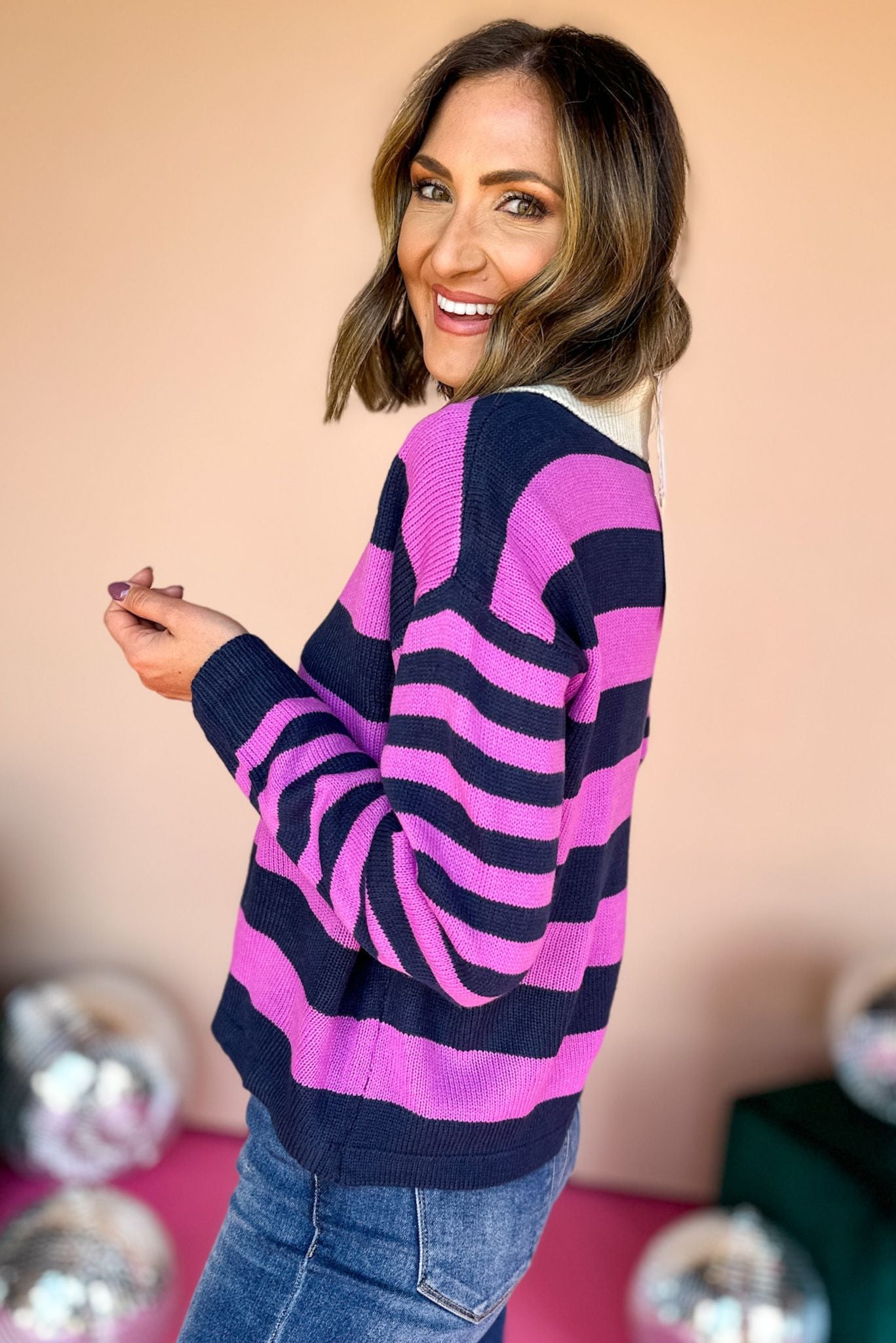 Navy Striped Colorblock Long Sleeve Pullover, elevated pullover, elevated top, must have top, must have striped top, fall top, fall pullover, fall fashion, mom style, elevated style, fall style, shop style your senses by mallory fitzsimmons