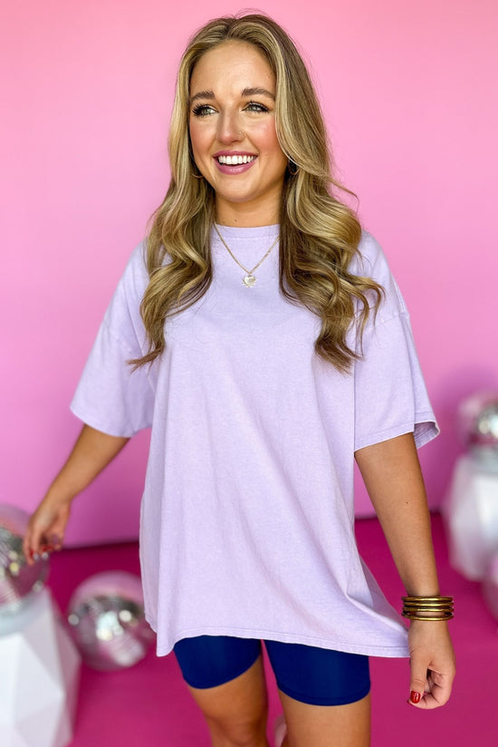 Load image into Gallery viewer, Lavender Boyfriend T-Shirt, relaxed style, boyfriend fit, elevated style, shop style your senses by mallory fitzsimmons
