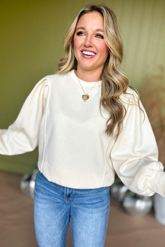 Cream Brushed French Terry Pullover, must have pullover, must have style, comfy style, fall style, fall fashion, affordable fashion, elevated pullover, elevated style, mom style, must have basic, elevated basic, shop style your senses by mallory fitzsimmons