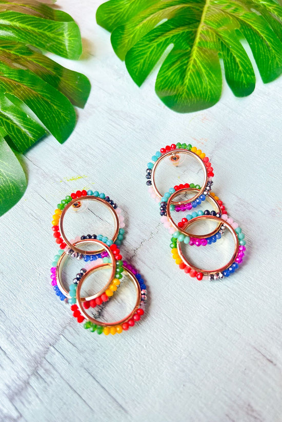 Colorful Faceted Bead Triple Circle Link Earrings, accessories, earrings, shop style your senses by mallory fitzsimmons