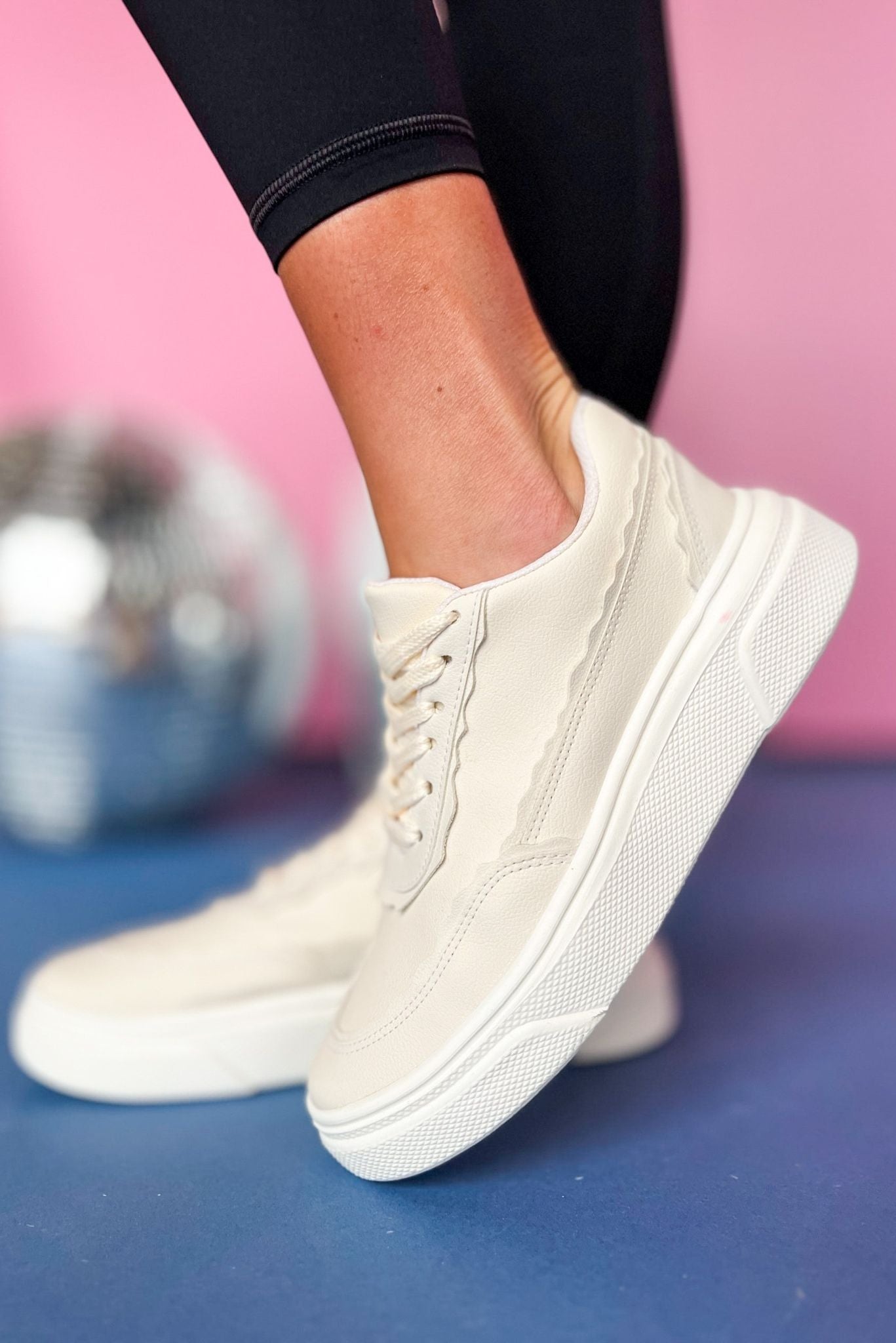  Cream Scalloped Detail Platform Sneaker, must have shoes, must have sneakers, elevated sneakers, mom style, shop style your senses by mallory fitzsimmons