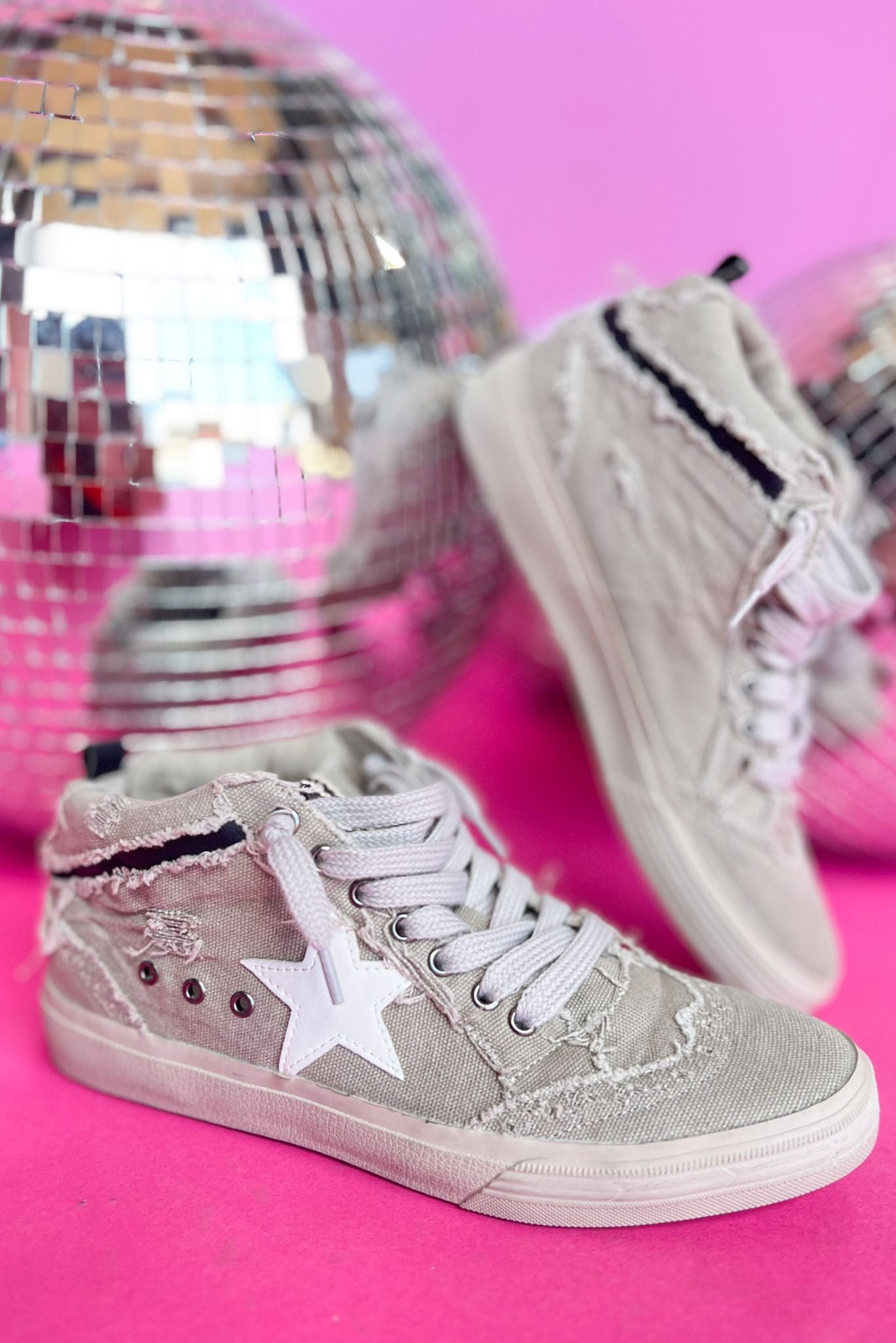 Shu Shop Taupe Canvas High Top Star Sneakers *FINAL SALE*