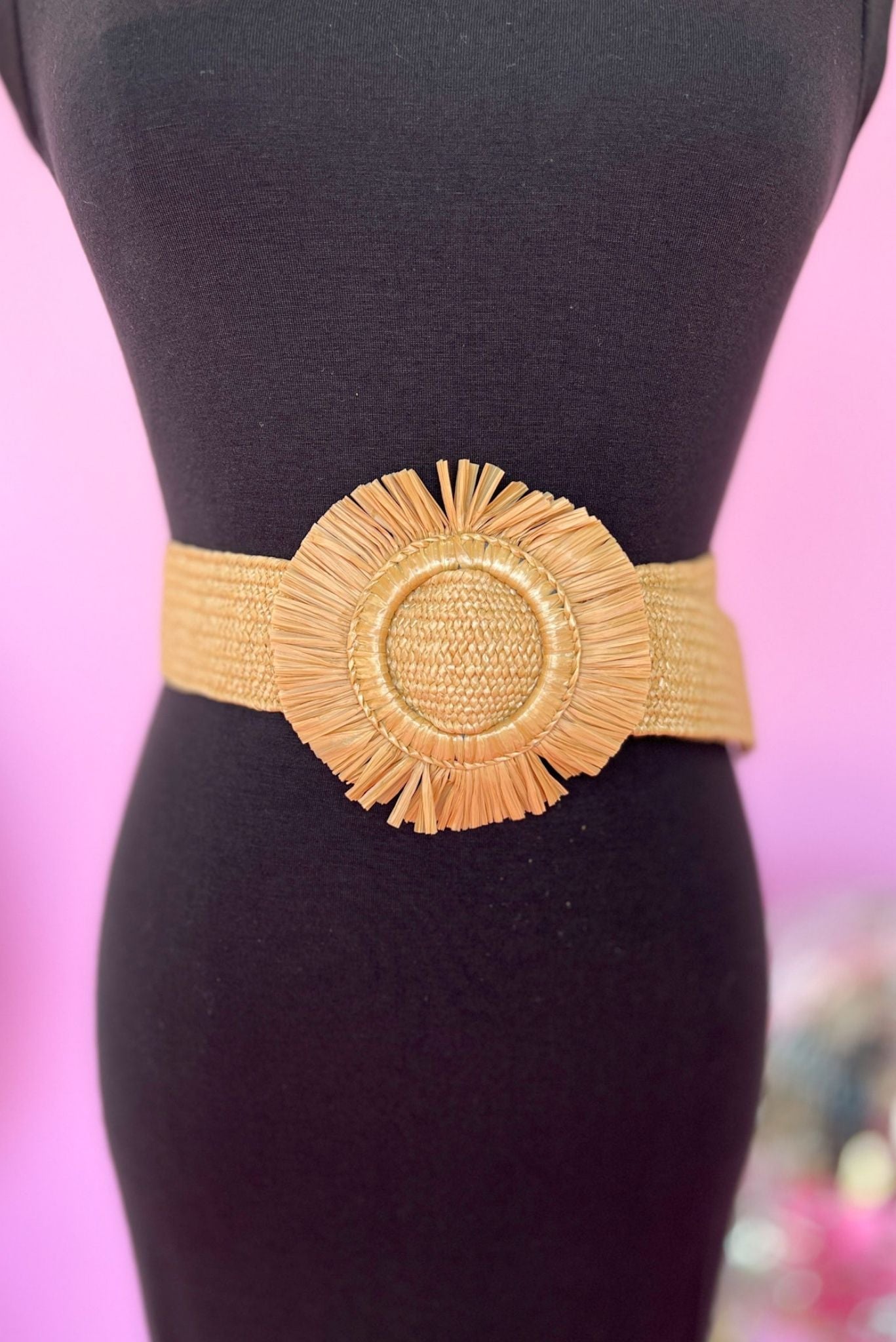 Load image into Gallery viewer, Khaki Straw Fringe Round Belt, Belt, Accessory, Shop Style Your Senses by Mallory Fitzsimmons
