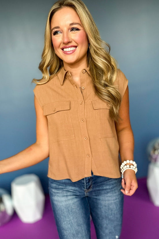 must have top, must have sleeveless top, elevated style, elevated top, button down top, mom style, fall style, shop style your senses by mallory fitzsimmons