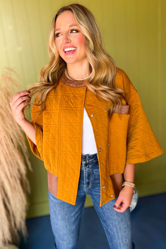  Tan Quilted Leather Detail Jacket, must have jacket, must have style, must have fall, fall collection, fall fashion, elevated style, elevated jacket, mom style, fall style, shop style your senses by mallory fitzsimmons