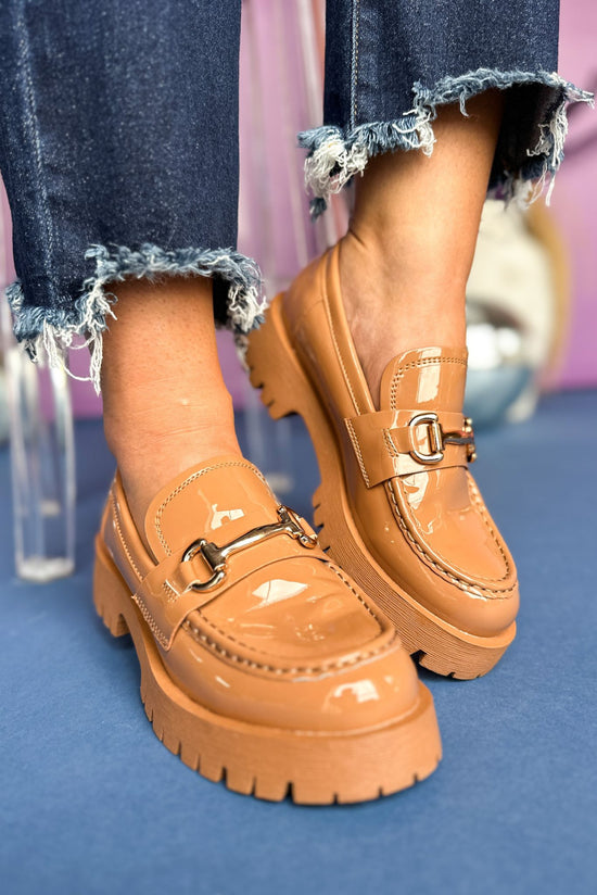  Tan Patent Leather Horsebit Loafer, must have shoes, elevated loafers, shop style your senses by mallory fitzsimmons