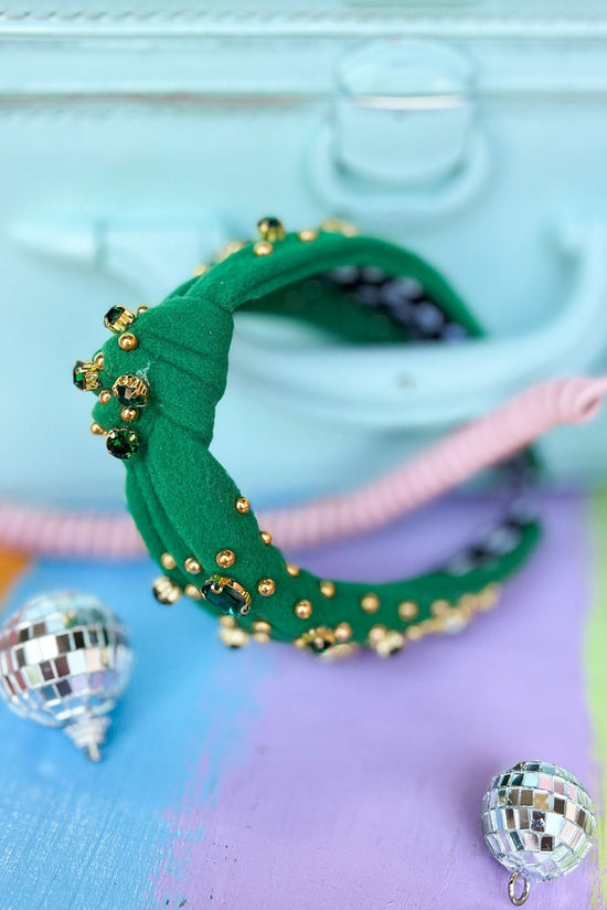 Load image into Gallery viewer,  Green Stone Beaded Knot Headband, Accessory, Headband, Shop Style Your Senses by Mallory Fitzsimmons
