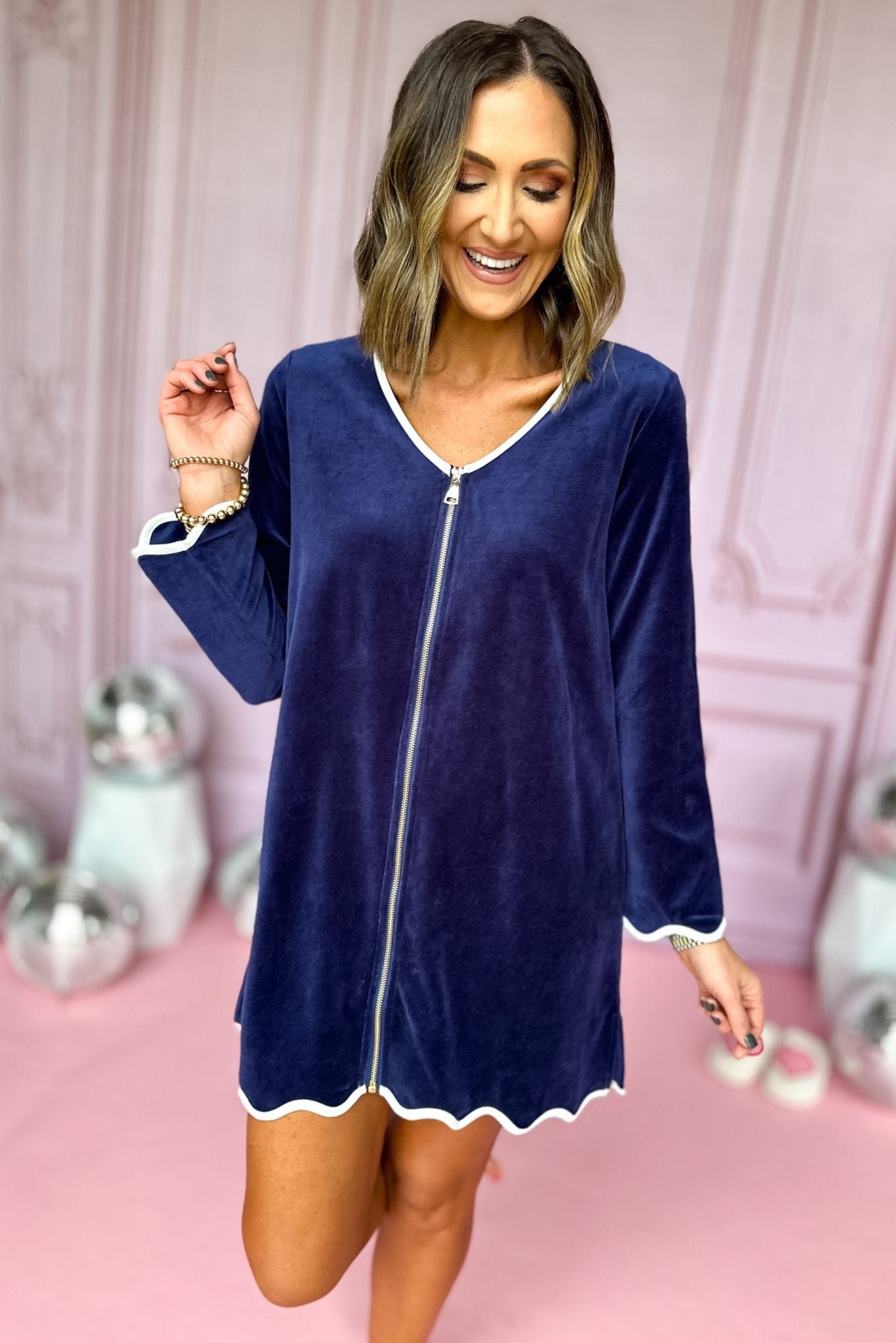 SSYS Navy Long Sleeve Get Ready Robe™, SSYS the label, elevated robe, elevated get ready robe, must have robe, must have gift, elevated gift, mom style, elevated style, chic style, conventional style, shop style your senses by mallory fitzsimmons