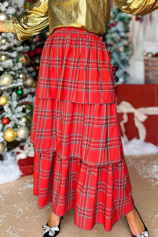 SSYS The Eve Skirt In Red Tartan Plaid, must have skirt, must have style, must have print, elevated style, elevated skirt, elevated print, holiday skirt, holiday style, plaid skirt, mom style, shop style your senses by mallory fitzsimmons