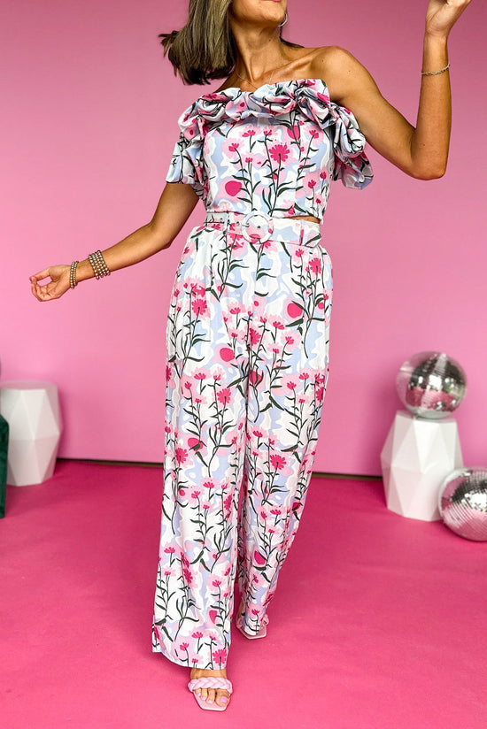 Light Blue Floral Printed Belted Pants, floral pants, summer pants, elevated style, shop style your senses by mallory fitzsimmons