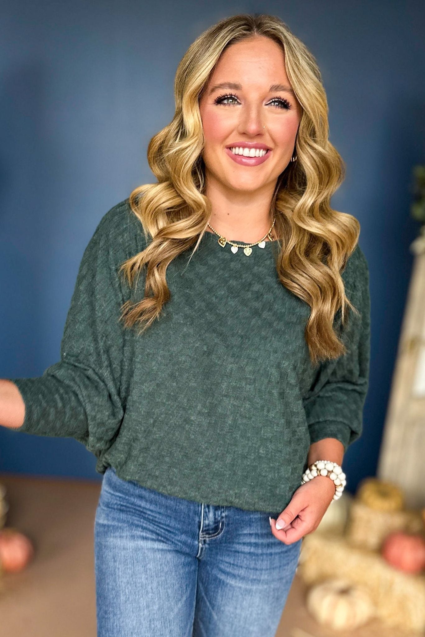 Hunter Green Textured Dolman Sleeve Top, must have top, must have style, must have fall, fall collection, fall fashion, elevated style, elevated top, mom style, fall style, shop style your senses by mallory fitzsimmons