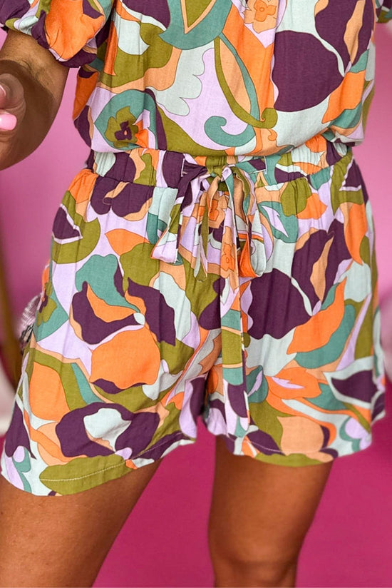 Load image into Gallery viewer, Plum Colorful Printed Waist Tie Shorts, elastic waist, two piece set, summer set, must have, shop style your senses by mallory fitzsimmons
