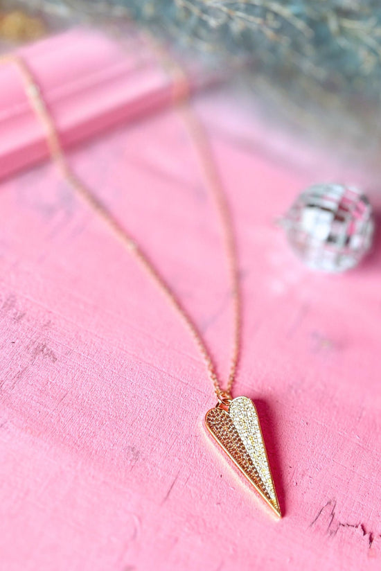 Gold Pave Oblong Heart Necklace, accessory, necklace, must have accessory, shop style your senses by mallory fitzsimmons