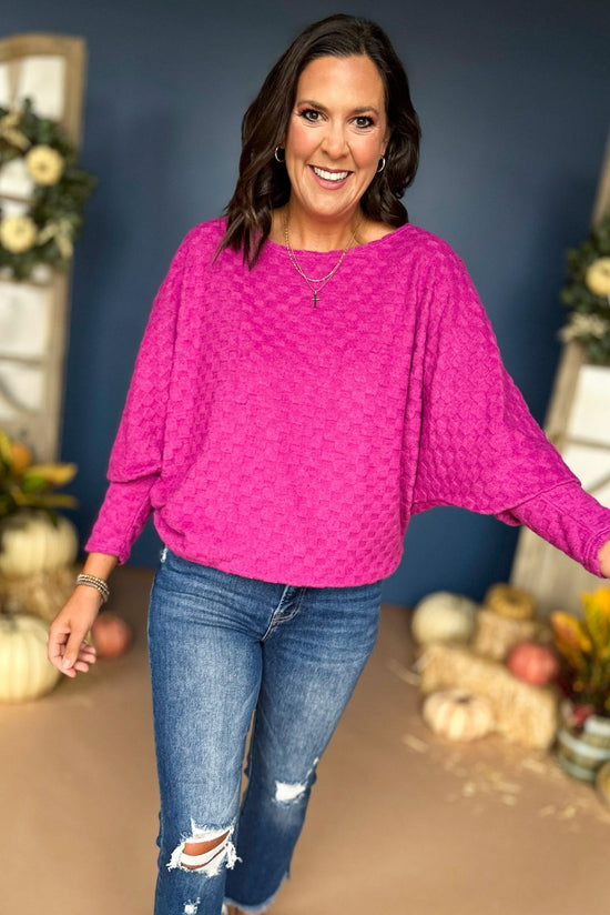 Magenta Textured Dolman Sleeve Top, must have top, must have style, must have fall, fall collection, fall fashion, elevated style, elevated top, mom style, fall style, shop style your senses by mallory fitzsimmons