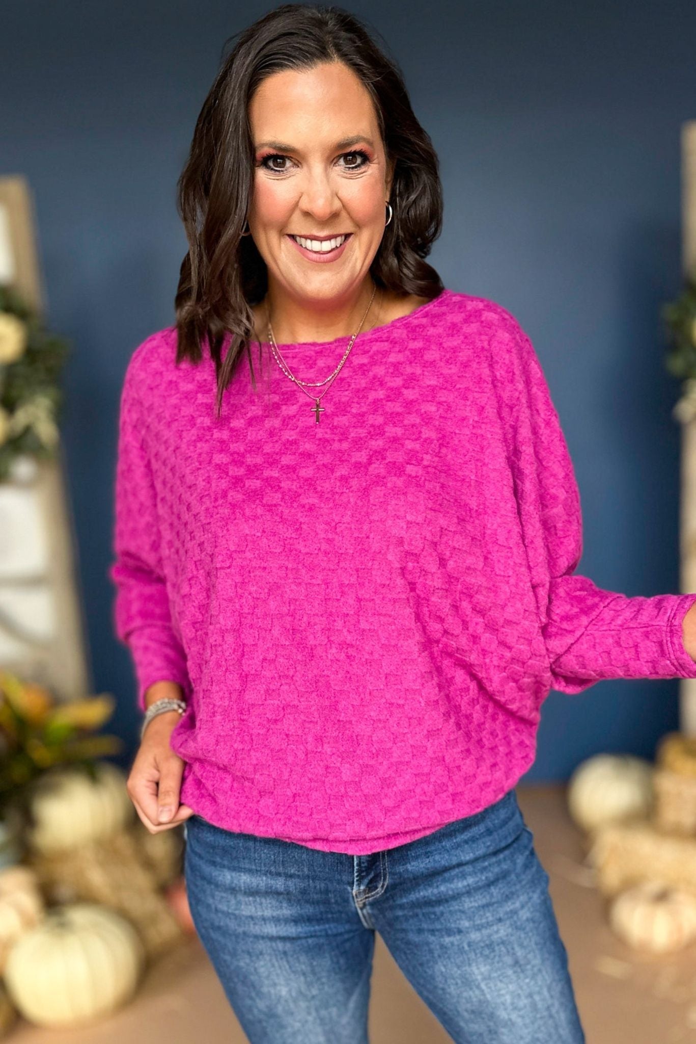  Magenta Textured Dolman Sleeve Top, must have top, must have style, must have fall, fall collection, fall fashion, elevated style, elevated top, mom style, fall style, shop style your senses by mallory fitzsimmons