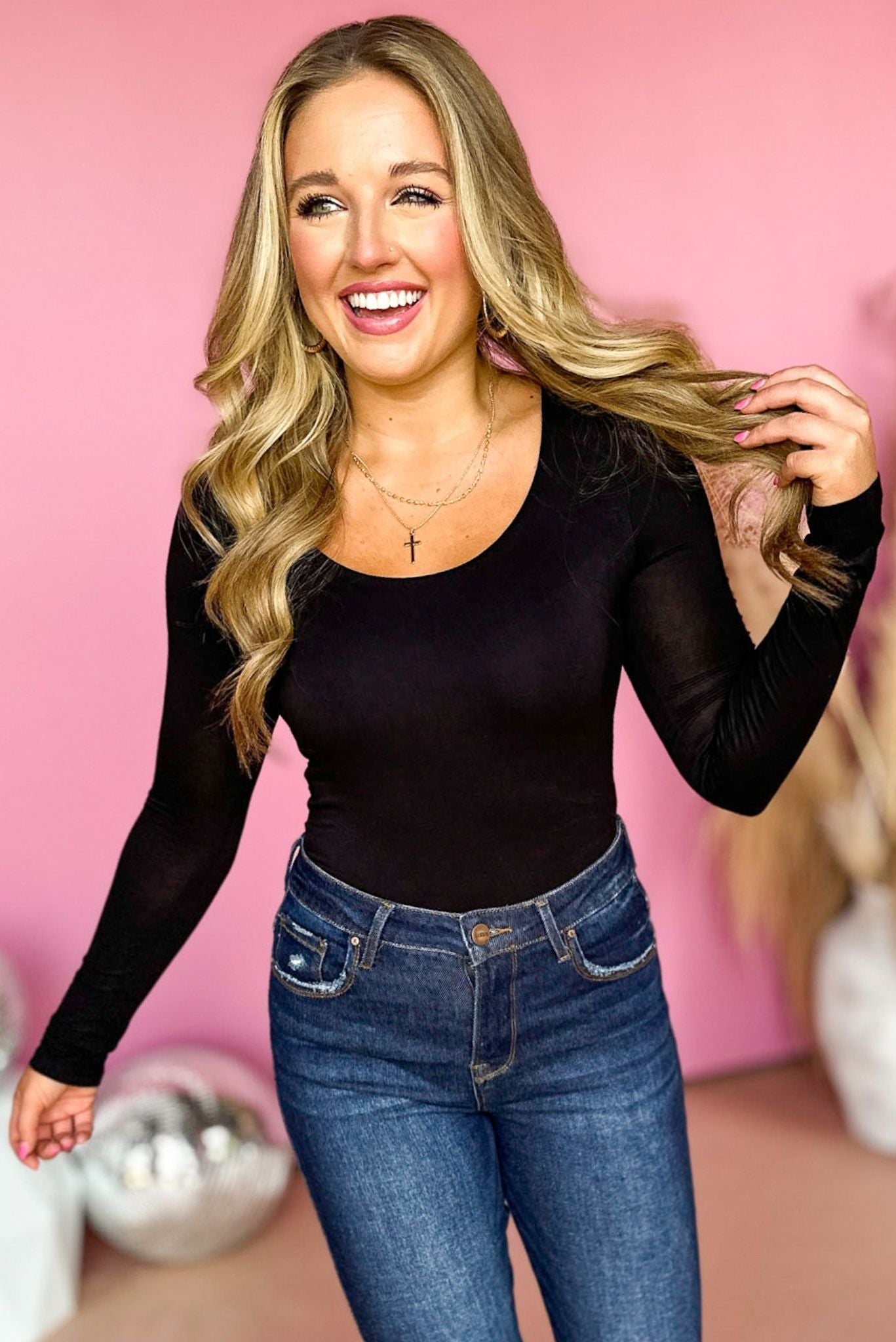 Black Scoop Neck Long Sleeve Knit Top, elevated basic, must have basic, elevated style, elevated top, layering piece, fall style, must have top, fall top, long sleeve top, shop style your senses by mallory fitzsimmons