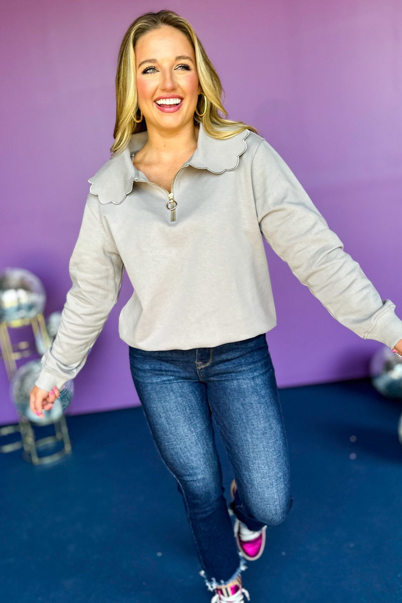 SSYS The Lucy Pullover In Clay, elevated top, elevated style, must have style, must have top, must have style, must have fall, fall top, fall style, mom style, scallop detail, ssys the label, shop style your senses by mallory fitzsimmons