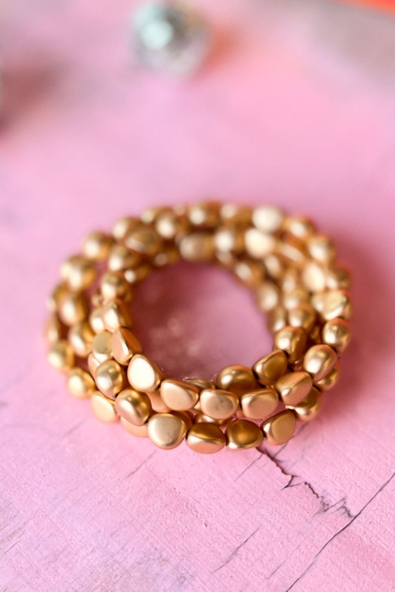 Load image into Gallery viewer, Gold Matte Bead Stretch Bracelets, gold stack, stack bracelets, matte bead, everyday wear, shop style your senses by mallory fitzsimmons
