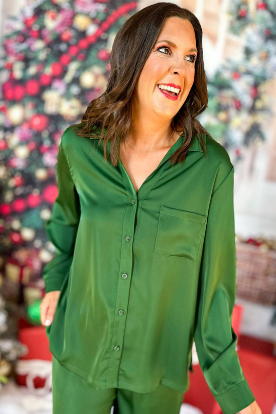 SSYS The Long Sleeve Blakely Pajamas In Emerald, SSYS the label, must have pajamas, must have style, elevated pajamas, elevated style, luxurious pajamas, chic style, chic pajamas, mom style, shop style your senses by mallory fitzsimmons