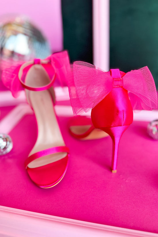 Hot Pink Bow Detail Strappy Heels, bow detail, ankle strap, event heel, glam, trendy, shop style your senses by mallory fitzsimmons