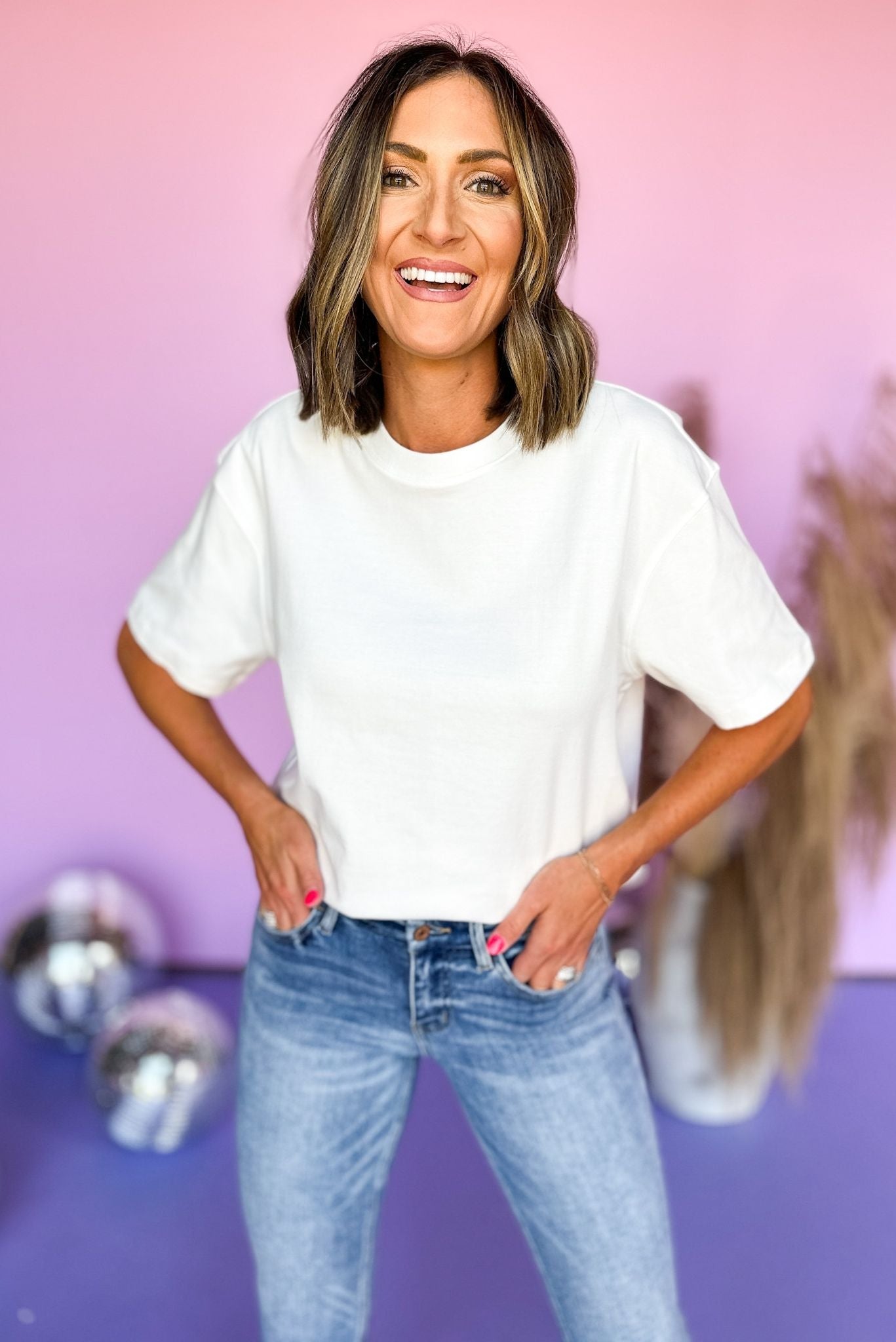 Load image into Gallery viewer, Off White Crewneck Relaxed Fit T-Shirt, easy fit, mom style, elevated style, must have, shop style your senses by mallory fitzsimmons
