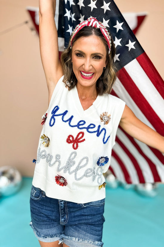 Load image into Gallery viewer, Queen Of Sparklers Sweater Tank by Queen Of Sparkles, Sweater Tank, Fourth of July, Summer Style, Mom Style, Shop Style Your Senses by Mallory Fitzsimmons
