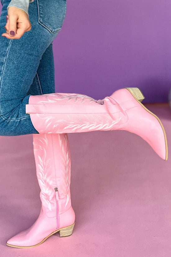 Pink Stitching Western Boot