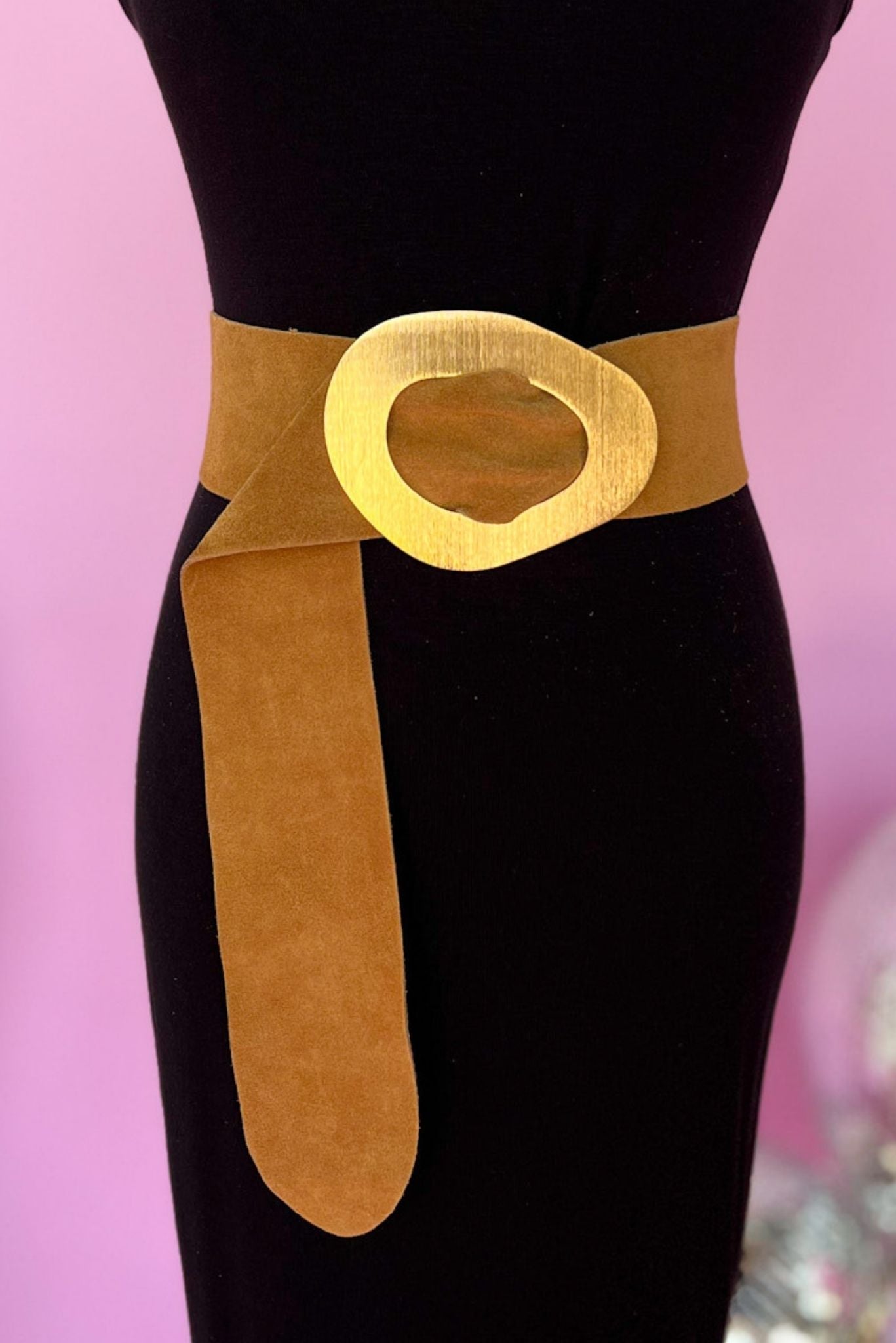 Tan Suede Pointed Buckle Belt, belt, gold buckle, suede, new arrival, summer style, shop style your senses by mallory fitzsimmons