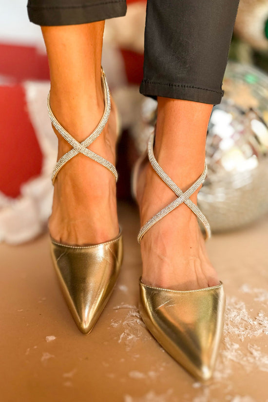 Gold Closed Toe Cross Strap Heels, shoes, must have heels, must have style, holiday heels, shop style your senses by mallory fitzsimmons