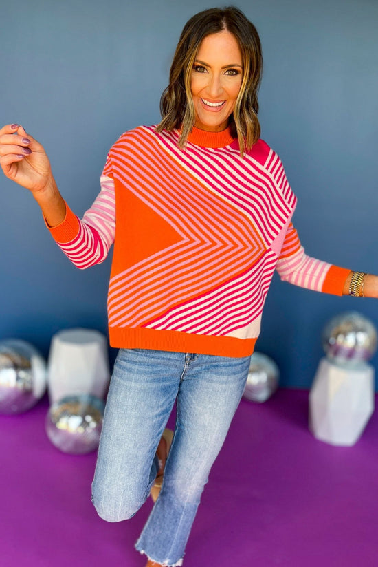 THML Red Asymmetrical Striped Long Sleeve Sweater, elevated sweater, elevated stye, must have sweater, must have style, printed sweater, fall sweater, fall fashion, mom style, shop style your senses by mallory fitzsimmons