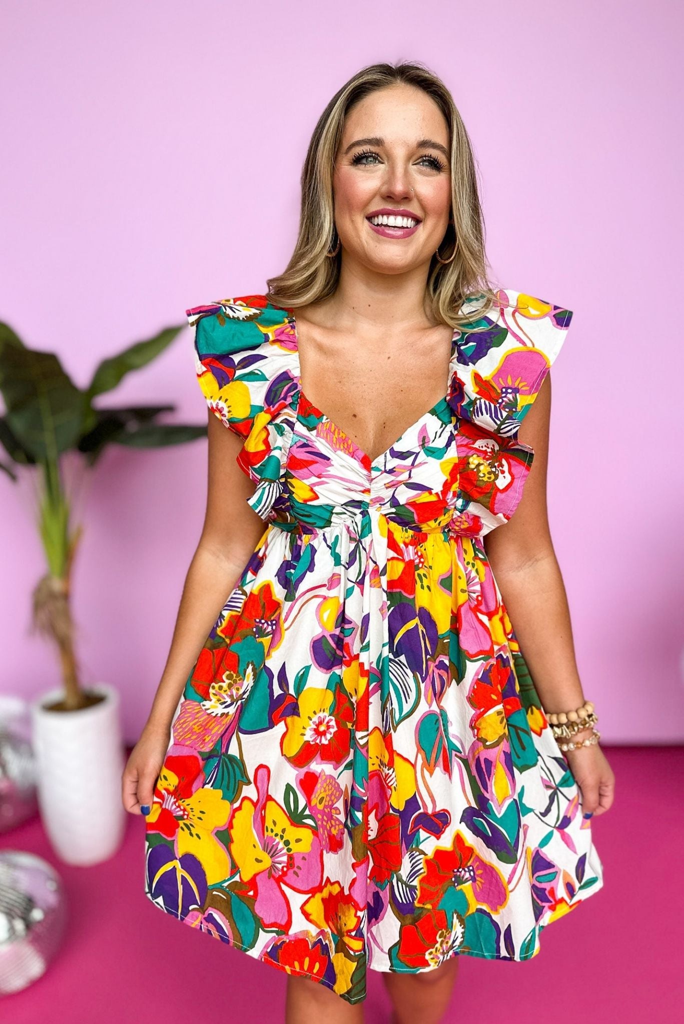 Multi Floral Printed Sweetheart Neck Ruffle Sleeve Dress, Printed dress, Floral Dress, Ruffle Sleeve, Summer Dress, Mom Style, Shop Style Your Senses by Mallory Fitzsimmons