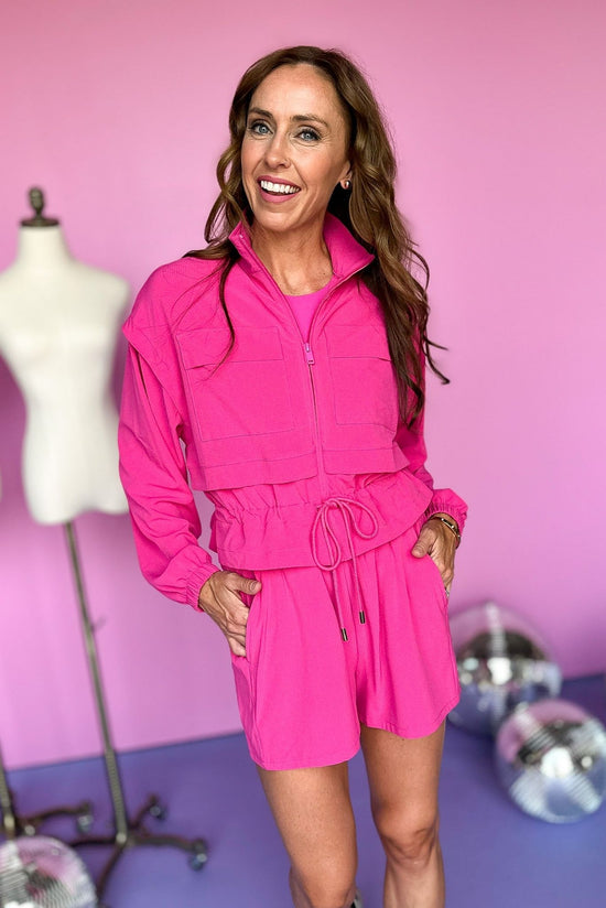 Load image into Gallery viewer, Pink Crinkle Pull On Shorts, athletic shorts, casual shorts, mom style, shop style your senses by mallory fitzsimmons
